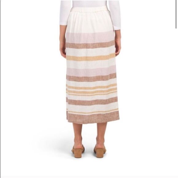 Rachel Zoe linen striped skirt with side buttons Sz M - Picture 2 of 8
